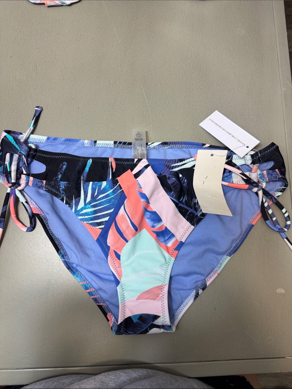 Raisins Multicolor Tropical Side-Tie Bikini Bottom - Blue, Pink, Coral